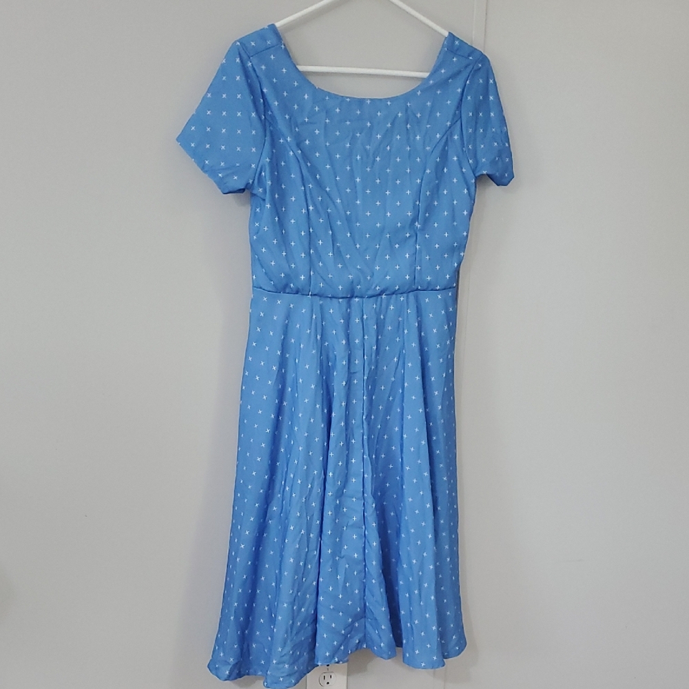Sugar Light Blue Polka Dot Midi Dress